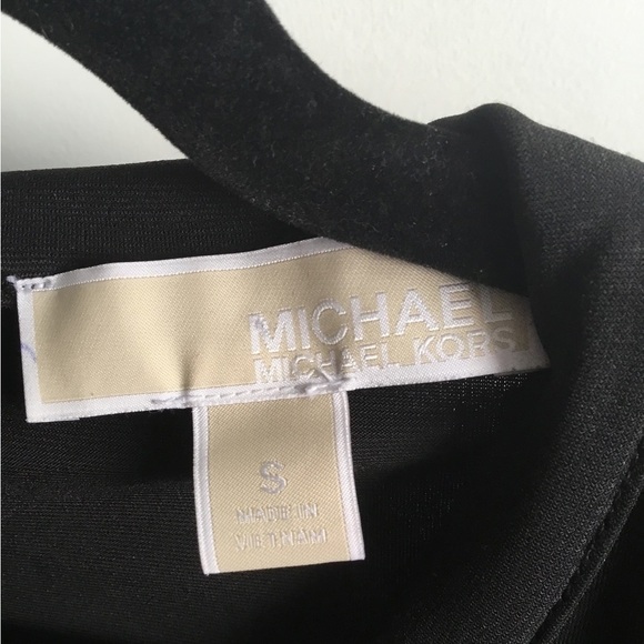 Casual Chic Michael Kors Black Eyelet Gold Trim Midi Dress Size Small - Picture 4 of 6